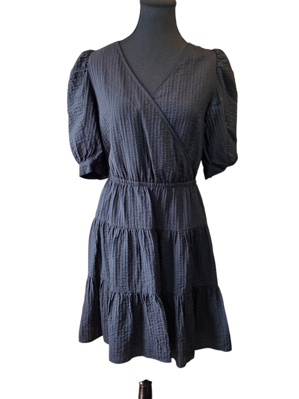 Reitmans Black Lace-Up Back Tiered Midi Dress Size Small - Picture 2 of 7